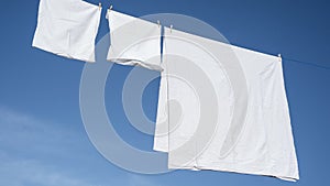 Clothes hanging to dry on a laundry line