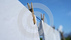 Clothes hanging to dry on a laundry line