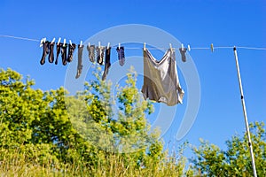 Clothes hanging to dry outdoor