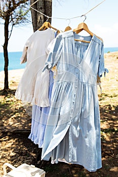 Clothes hanging on a washing line to dry