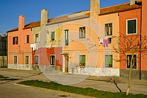 Clothes hung out to dry in the sun, Pellestrina island, Venetian lagoon, Italy