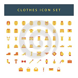 Clothes icon set with colorful modern Flat style design