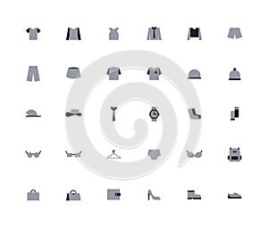 Clothes icon set. Two-color set size 24x24. Vector illustration