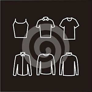 Clothes icons in dark background..