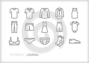 Clothes icons of pieces of clothing for everyday wear