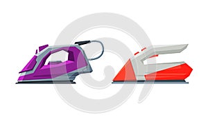 Clothes Iron as Home or Household Electric Appliance Vector Set
