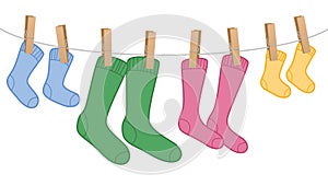 Clothes Line Wool Socks Family Colors