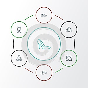 Clothes Outline Icons Set. Collection Of Cardigan, Panama, Briefs And Other Elements. Also Includes Symbols Such As photo