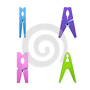 Clothes peg icons set cartoon vector. Colorful clothespin collection