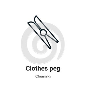 Clothes peg outline vector icon. Thin line black clothes peg icon, flat vector simple element illustration from editable cleaning