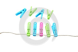 Clothes-pegs isolated on a white background.