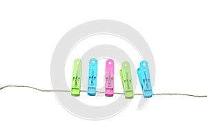 Clothes-pegs isolated on a white background.