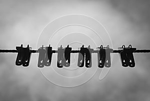 Clothes pin creation on a rope