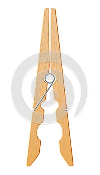Clothes pin. Realistic wooden peg for housework and laundry. Wooden clip for clothes to line. Vector illustration of