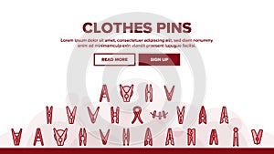 Clothes Pins Fasteners Landing Header Vector