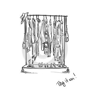 Clothes rack, vector illustration.