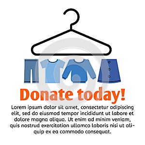 A vector image of clothes elements on a hanger. Donate today.