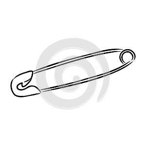 Clothes Safety Pin Hand Drawn vector illustration on white background