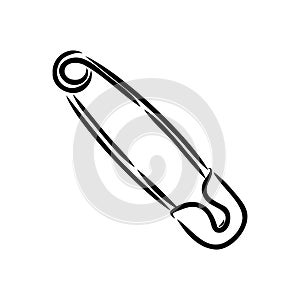 Clothes Safety Pin Hand Drawn vector illustration on white background