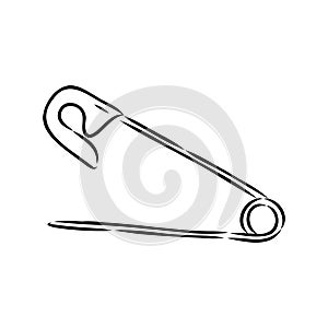 Clothes Safety Pin Hand Drawn vector illustration on white background