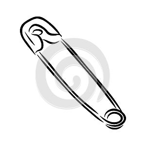 Clothes Safety Pin Hand Drawn vector illustration on white background