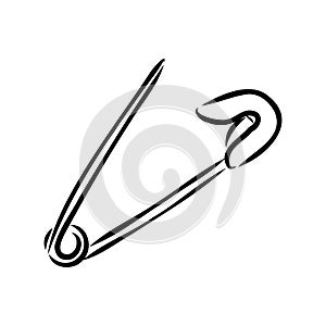 Clothes Safety Pin Hand Drawn vector illustration on white background