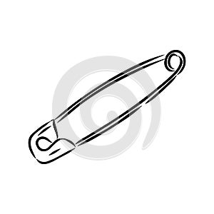 Clothes Safety Pin Hand Drawn vector illustration on white background