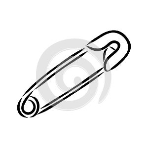 Clothes Safety Pin Hand Drawn vector illustration on white background