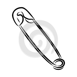 Clothes Safety Pin Hand Drawn vector illustration on white background