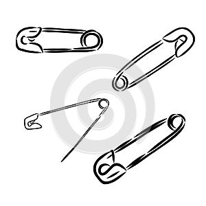 Clothes Safety Pin Hand Drawn vector illustration on white background