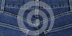 Clothes, shoes and accessories - Top view closeup fragment blue jeans pockets