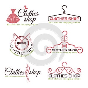 Clothes shop fashion logo vector set design
