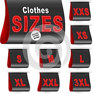 Clothes Size Label Marketing Tag Sticker Sewn Set Black