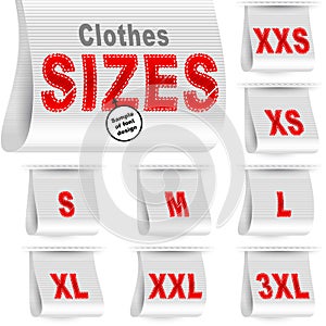 Clothes Size Label Marketing Tag Sticker Sewn Set White