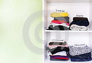 Clothes sorting in home wardrobe