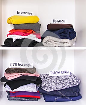 Clothes sorting in home wardrobe