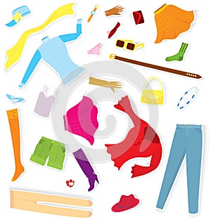 Clothes sticker set vector