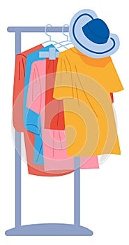 Clothes store rack icon. Wardrobe concept. Dress hanger