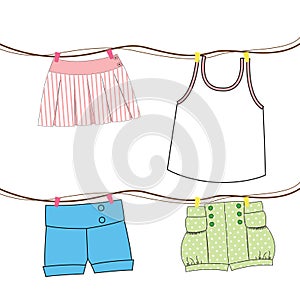 clothes on string. Vector illustration decorative design