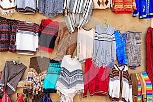 Clothes at a Tarabuco traditional market, Bolivia