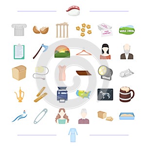 Clothes, theater, food and other web icon in cartoon style.age, appearance, weather, atelier icons in set collection.
