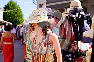 Clothes town outside shop in city street on front of store fashion dress women clothing outdoors boutique market