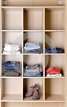 Clothes in wardrobe