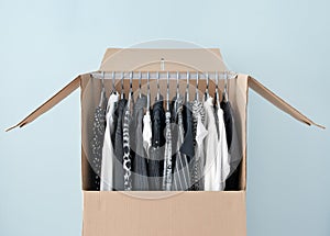 Clothes in a wardrobe box for easy moving