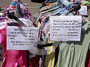 Clothes at yard sale