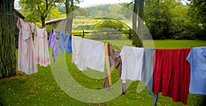 Clothesline on an old farm