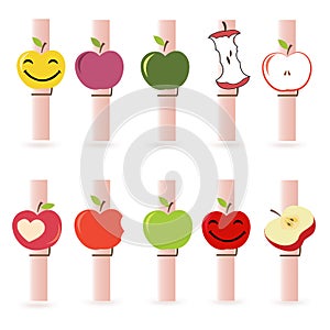 Clothespin with colorful funy apple vector