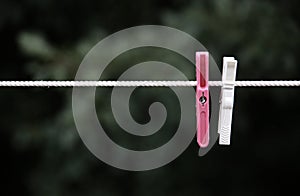 Clothespin on a cord line