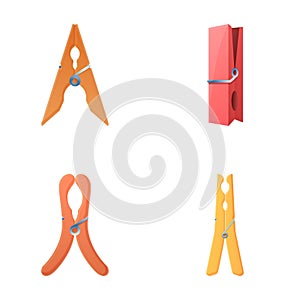 Clothespin icons set cartoon vector. Colored clothes peg collection