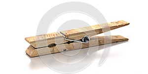 Clothespin isolated against white background. 3d illustration